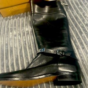 Black Leather Michael Kors knee length Riding Boots